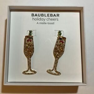 BaubleBar Holiday Cheer Champagne Christmas Earrings New